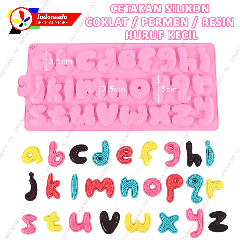 Indomada Cetakan Silikon Huruf Kecil 26 Alphabet 3.5 - 5 cm Alfabet Letters Cokelat Puding Fondant E