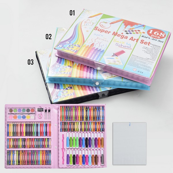 

lkc1071- 168pcs drawing art set / crayon/ pensil warna / cat air