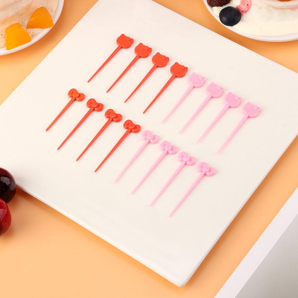 SOLIGHTER 8Pcs Cartoon Cat Food Picks Party Ornament Toothpicks Fruit Forks Lunches Decor Cute Kawaii Kids Gift Kitchen Accessories Bento Tools/Multicolor