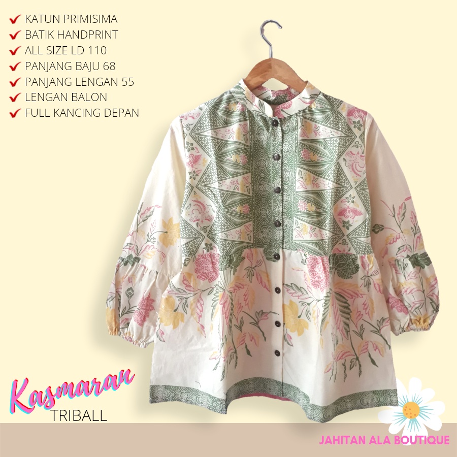 Blus kasmaran tribal batik solo atasan kerja batik wanita kerja