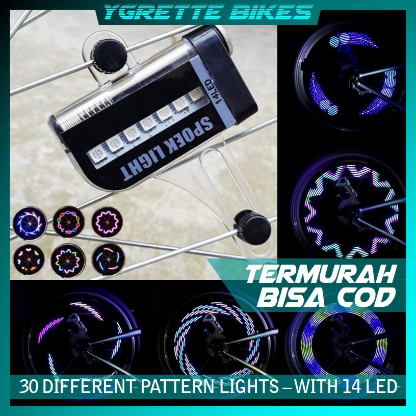 YGRETTE - 30 PATTERN Lampu Roda BAN VELG Sepeda 14 LED Flash - Multi-Color BICYCLE WHEEL LIGHT