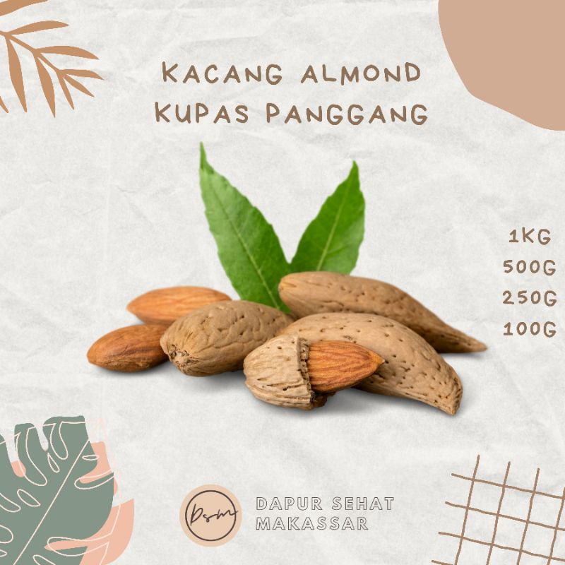 KACANG ALMOND PANGGANG ROASTED KUPAS 1kg COD ASI BOOSTER PELANCAR ASI  PENGUAT IBU HAMIL CEMILAN SEHAT