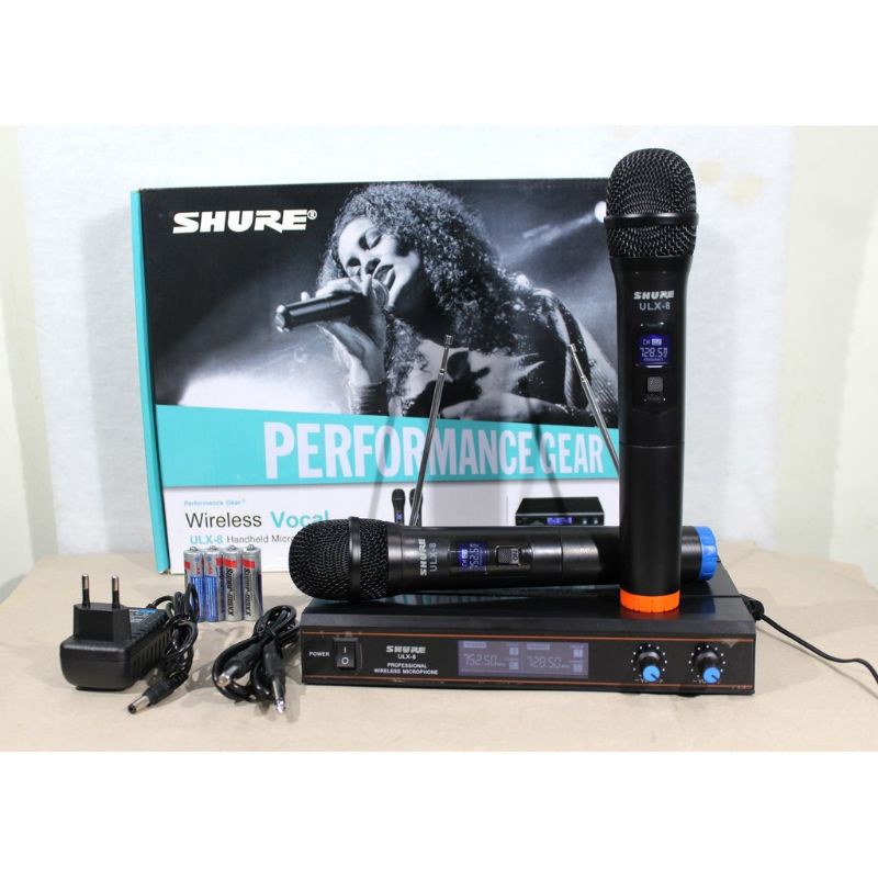 Mic wireless SHURE ULX 8 hitam ULX 58 gold double microphone wireless