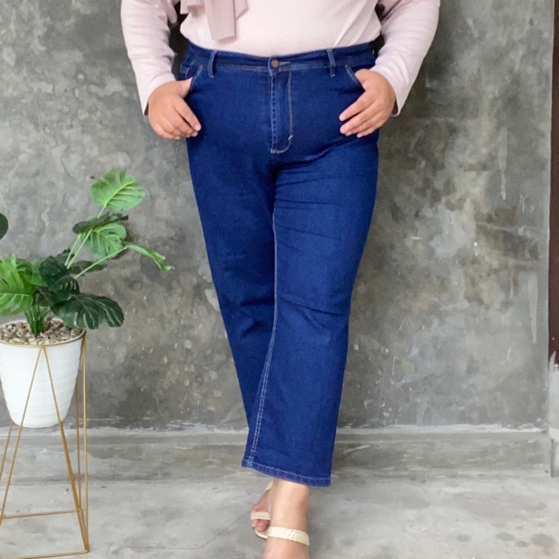 CELANA JEANS MELAR JUMBO CELANA JEANS HIGHT WAISE BIGSIZE CELANA JEANS WANITA JUMBO