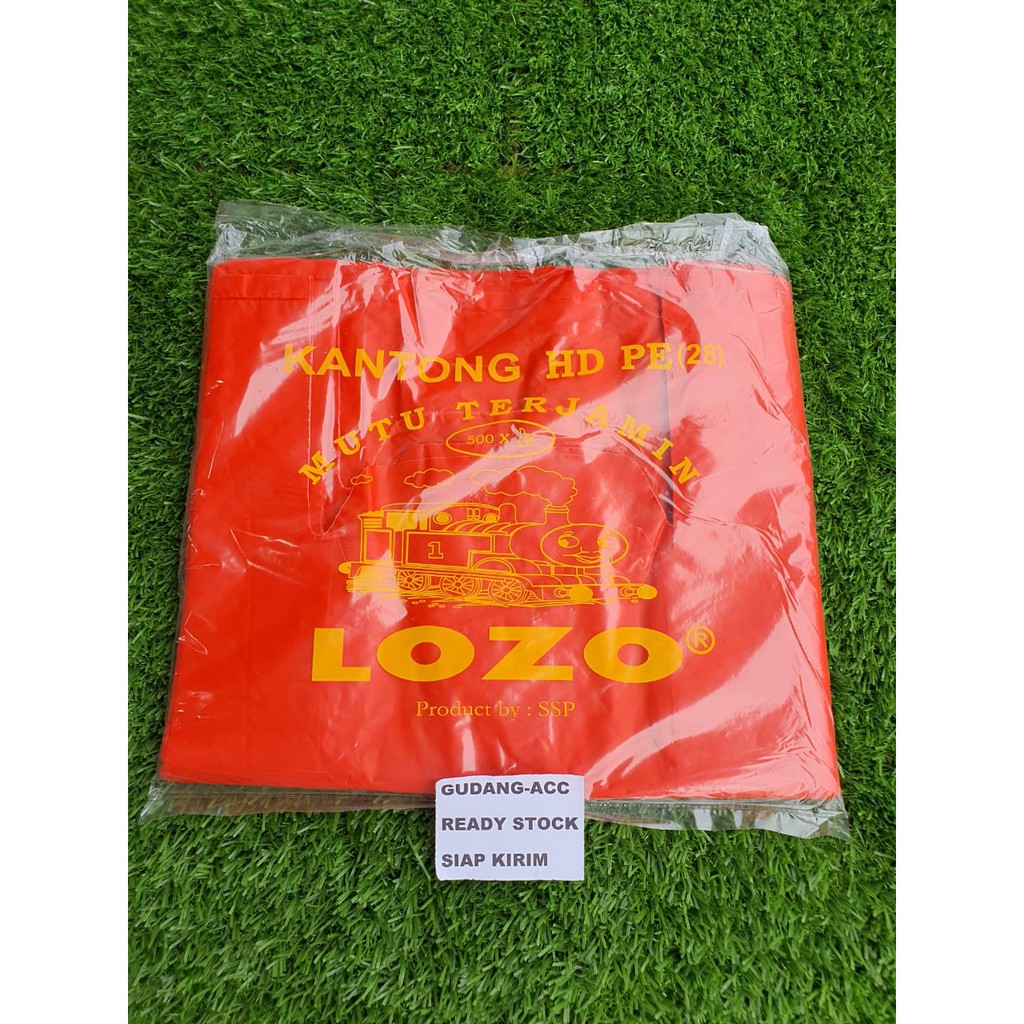 KANTONG Kresek Bahan Plastik Merek LOZO Loco Tebal Merah Ukuran 17 24 28 35 40 CM Merah