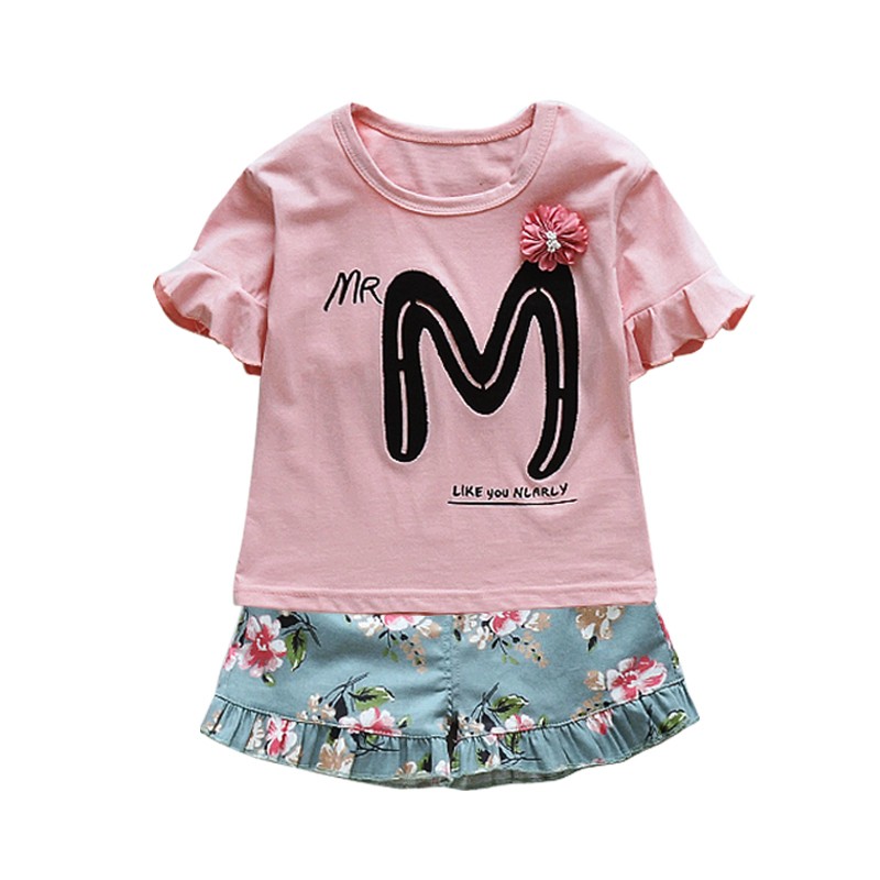 KF Cat Setelan anak perempuan / set baju celana anak cewek import bunga cantik 1-4thn bahan katun trendy-6