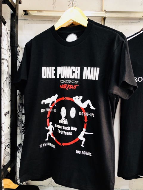 Kaos Saitama Workout One Punch Man Black