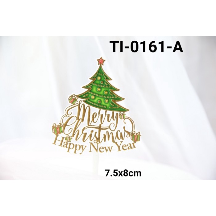 

KUE-PENGHIAS-ALAT- TI-0161-A CAKE TOPPER TULISAN MERRY CHRISTMAS POHON NATAL EMAS GOLD -ALAT-