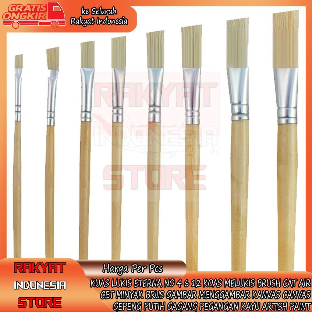 

KUAS LUKIS ETERNA NO 4 6 12 KOAS MELUKIS BRUSH CAT AIR CET MINYAK BRUS GAMBAR MENGGAMBAR KANVAS CANVAS GEPENG PUTIH GAGANG PEGANGAN KAYU ARTISH PAINT PELUKIS ALAT PERLENGKAPAN PENGGAMBAR