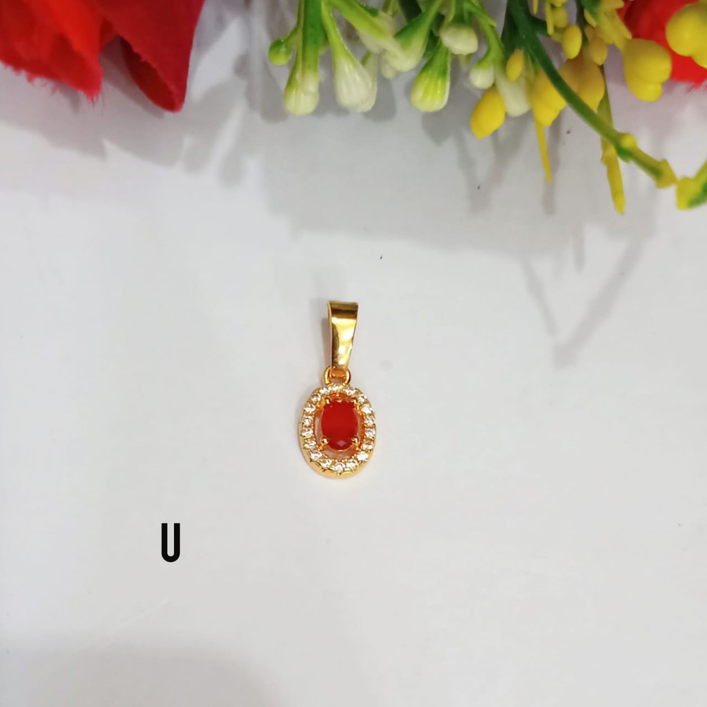 Liontin TITANIUM permata zircon warna Minimalis model oval elegan simple memikat hati perhiasan wanita korea