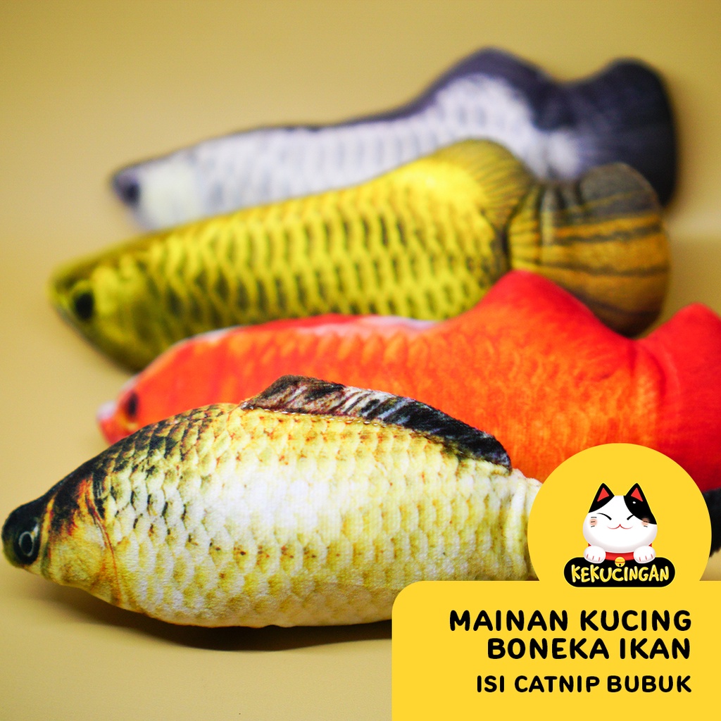 Mainan Kucing Boneka Catnip Empuk Bentuk Ikan Mirip Ikan