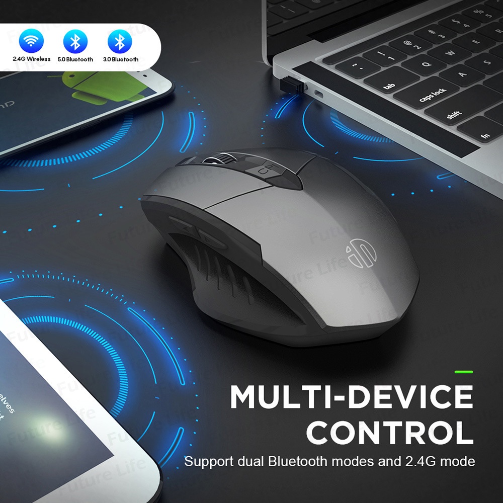 Mouse Wireless Rechargeable 2.4G INPHIC PM-6 Office Mute Mouse Bluetooth Support PC Laptop Tablet Mobile Phone Mouse Gaming