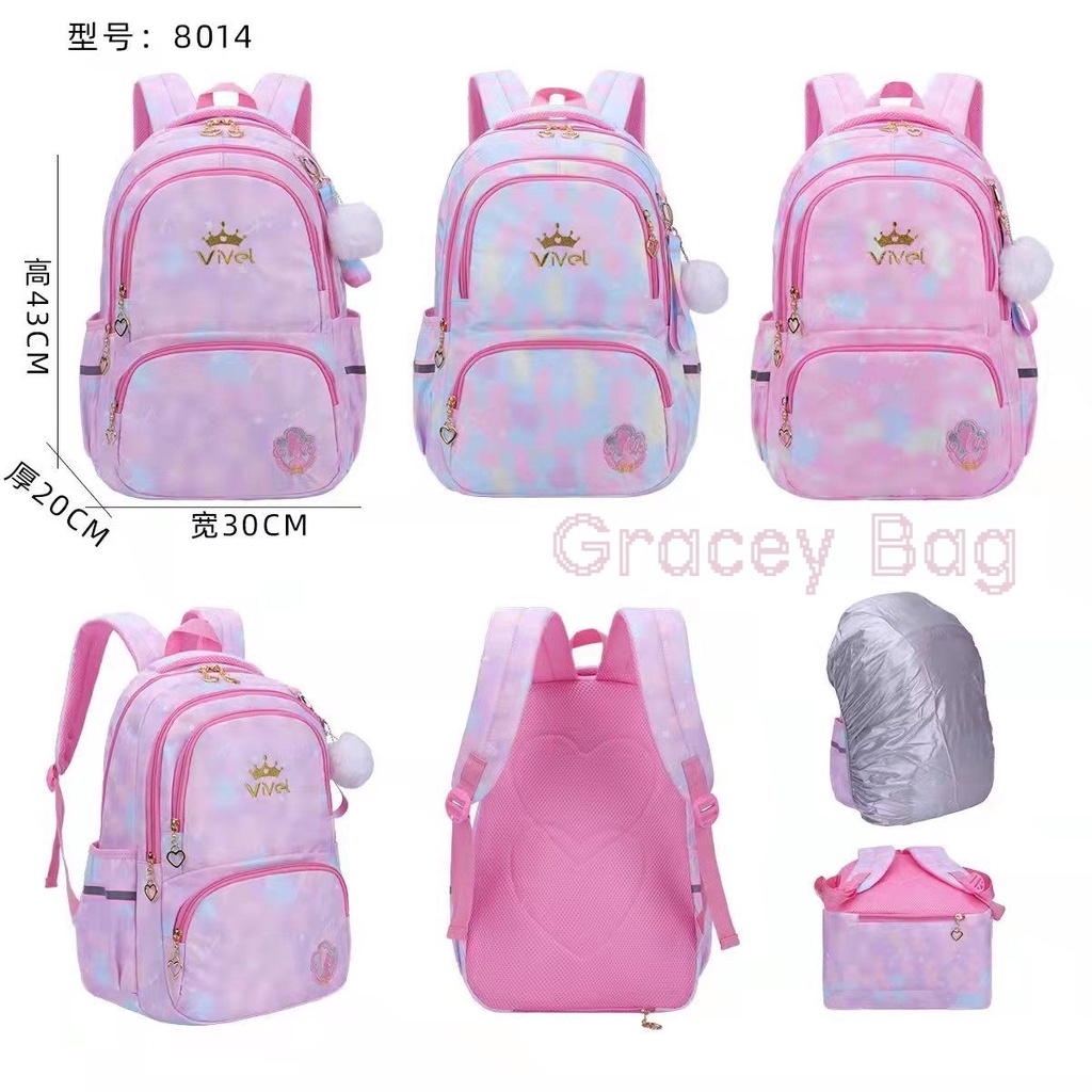 GB-8014 Tas Ransel Anak Perempuan / Paddlepop Impor With Raincover