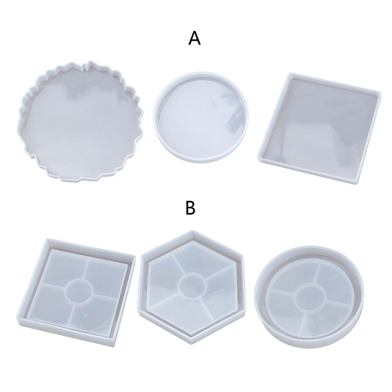 SIY  3 Shapes Handmade Round Square Coaster Resin Mold Tea Mat Tray Coaster Epoxy Resin Silicone Casting Molds Art Craft Tool