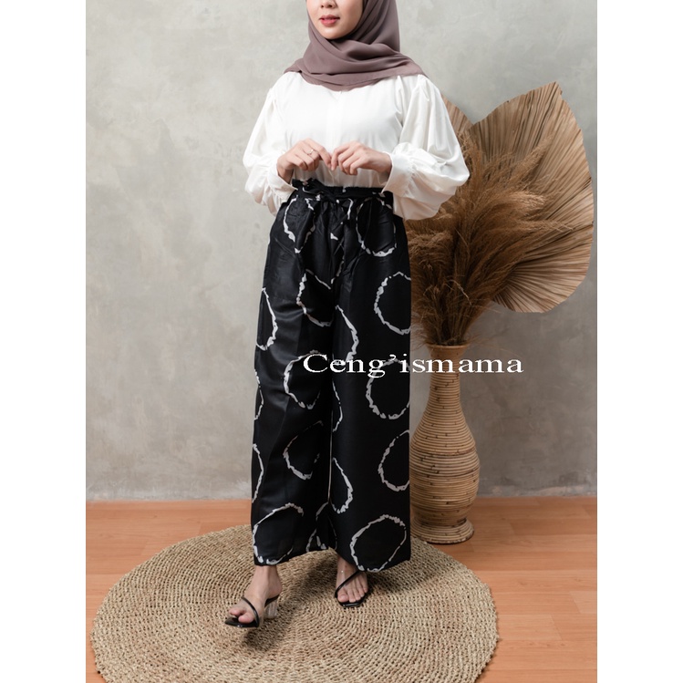 Celana Panjang Kulot Wanita Motif Cincin Sibori Bahan Rayon-04