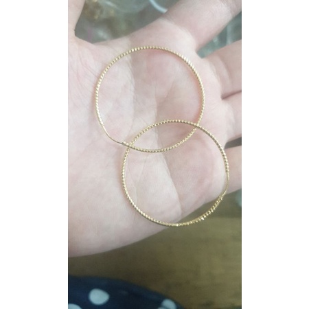 Anting bulat polos besar jumbo hoop gipsy gypsy hoops emas asli 700 70% 4cm 4 cm