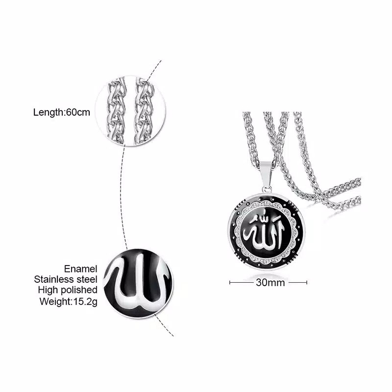 Kalung Rantai Liontin Alquran Muslim Bahan Alloy