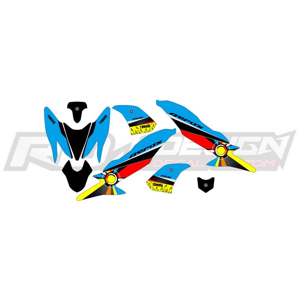 DECAL STICKER AEROX 155 (001) DEKAL STIKER MERAH HITAM BIRU KUNING