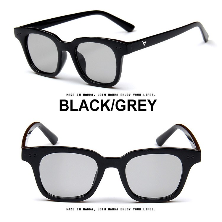 【Ready Stock】 Kacamata Bingkai Retro Persegi Kecil Wanita/Pria Dengan Lensa Warna-warni-BLACK/GRAY