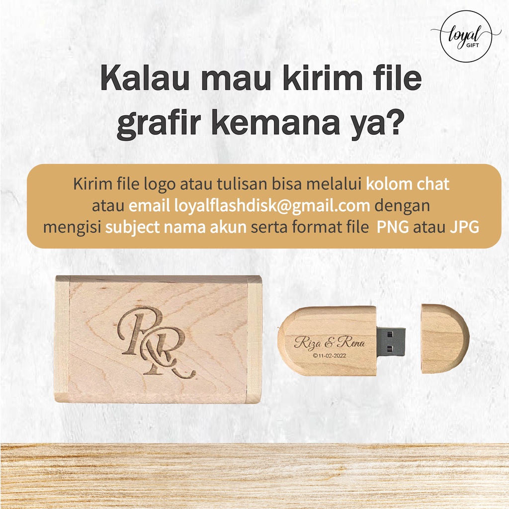 USB Flashdisk Kayu Oval + Box Tarik - GARANSI GANTI BARU