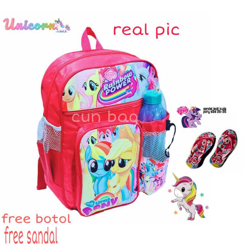 tas kudapony unicorn gratis botol dan sandal