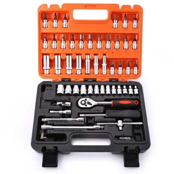 Peralatan Set kunci pas 53 in 1 Hand Tools Alat Resparasi Mobil Motor