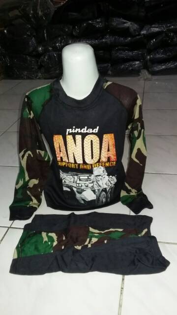 kaos stelan anak loreng malvinas kombinasi hitam - stelan kaos army anak