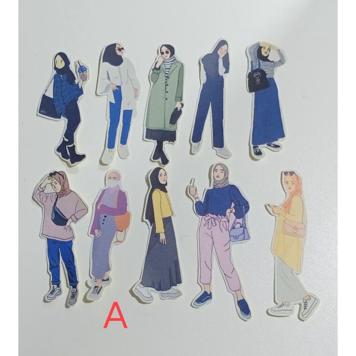 

Stiker ootd hijab journaling scrapbook 10pcs