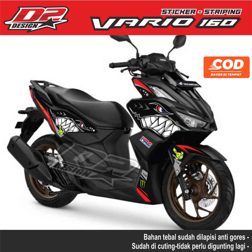 Stiker VARIO 160 Hiu Shark - hitam
