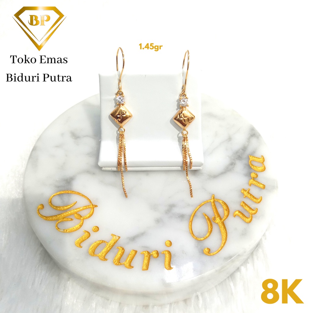 ANTING ELEGANT VARIASI MATA PERHIASAN EMAS ASLI KADAR 8K/375 toko emas biduri putra