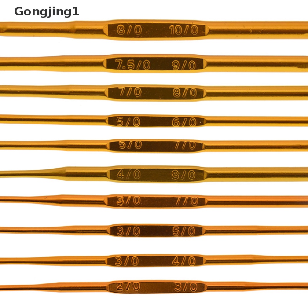 Gongjing1 10Pcs / Set Jarum Rajut Crochet Bahan Aluminum DIY