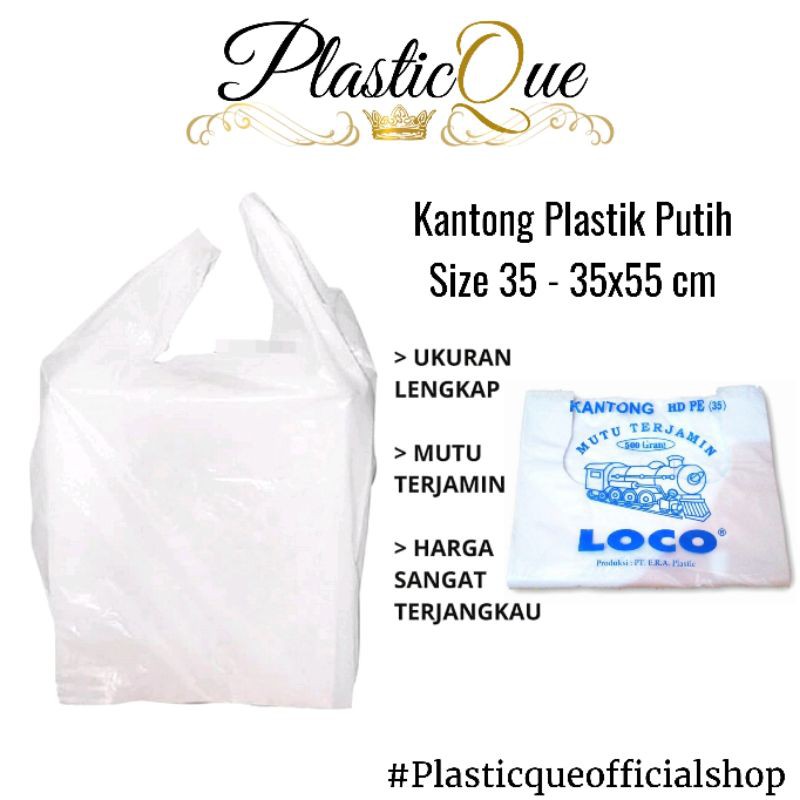KANTONG PLASTIK KILOAN 500GRAM HD35 35X55 CM 500 GRAM KRESEK PUTIH SUSU EMBROS TEBAL KUAT HDPE HD PE