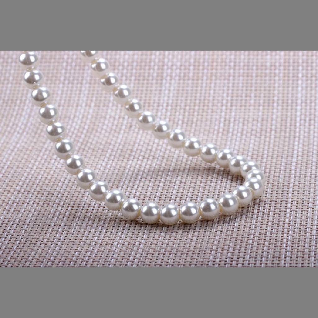 5026-4 White 8mm Faux Pearl Beads Necklace 5026-4