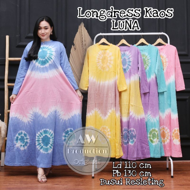 Gamis Kaos Abstrak Jumbo Kekinian Busui Resleting Depan Homedress Terbaru Termurah