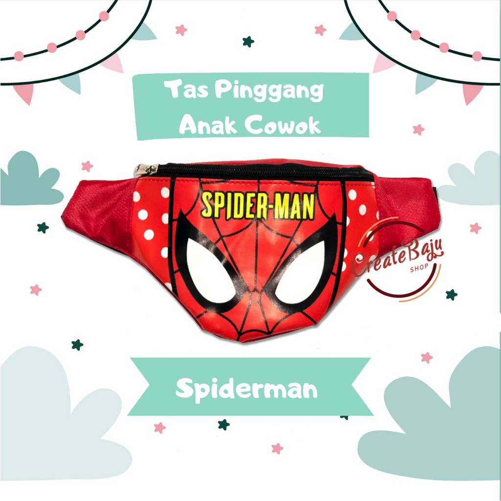 TAS PINGGANG ANAK MURAH SPIDERMAN MUKA MERAH WAIST BAG ANAK TERMURAH SUPERHERO