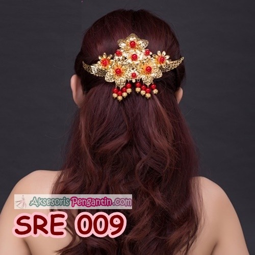 [BISA COD] WEDDING HAIRPIECE SIRKAM RAMBUT EMAS BRIDAL AKSESORIS SRE009