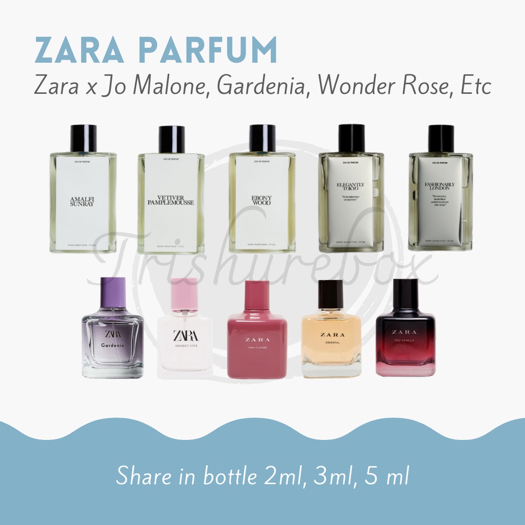 Share Decant Parfum Zara x Jo Malone Perfume Woman Cherry / Gardenia / Amalfi Sunray / Ebony Wood / 