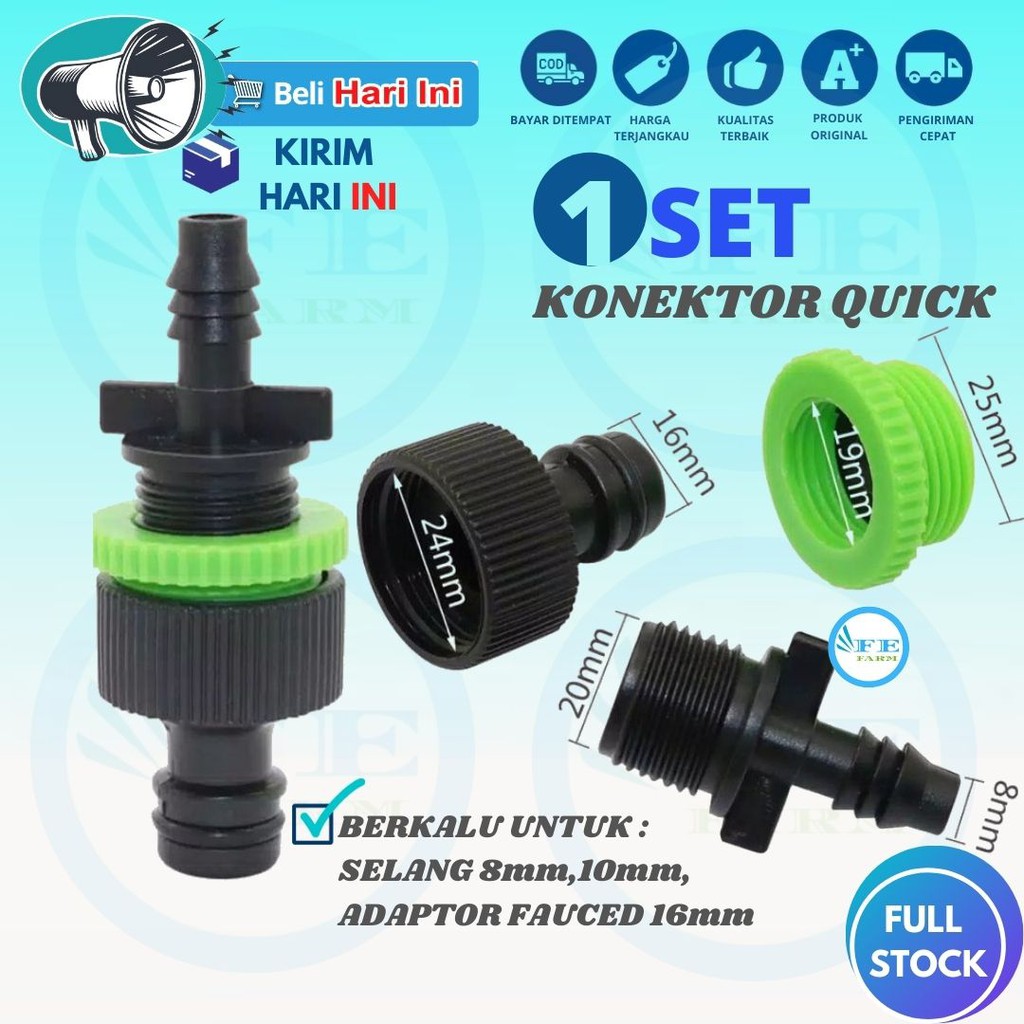 Nipple / Nepel / Quick Konektor Selang In Out Pompa Air Dc