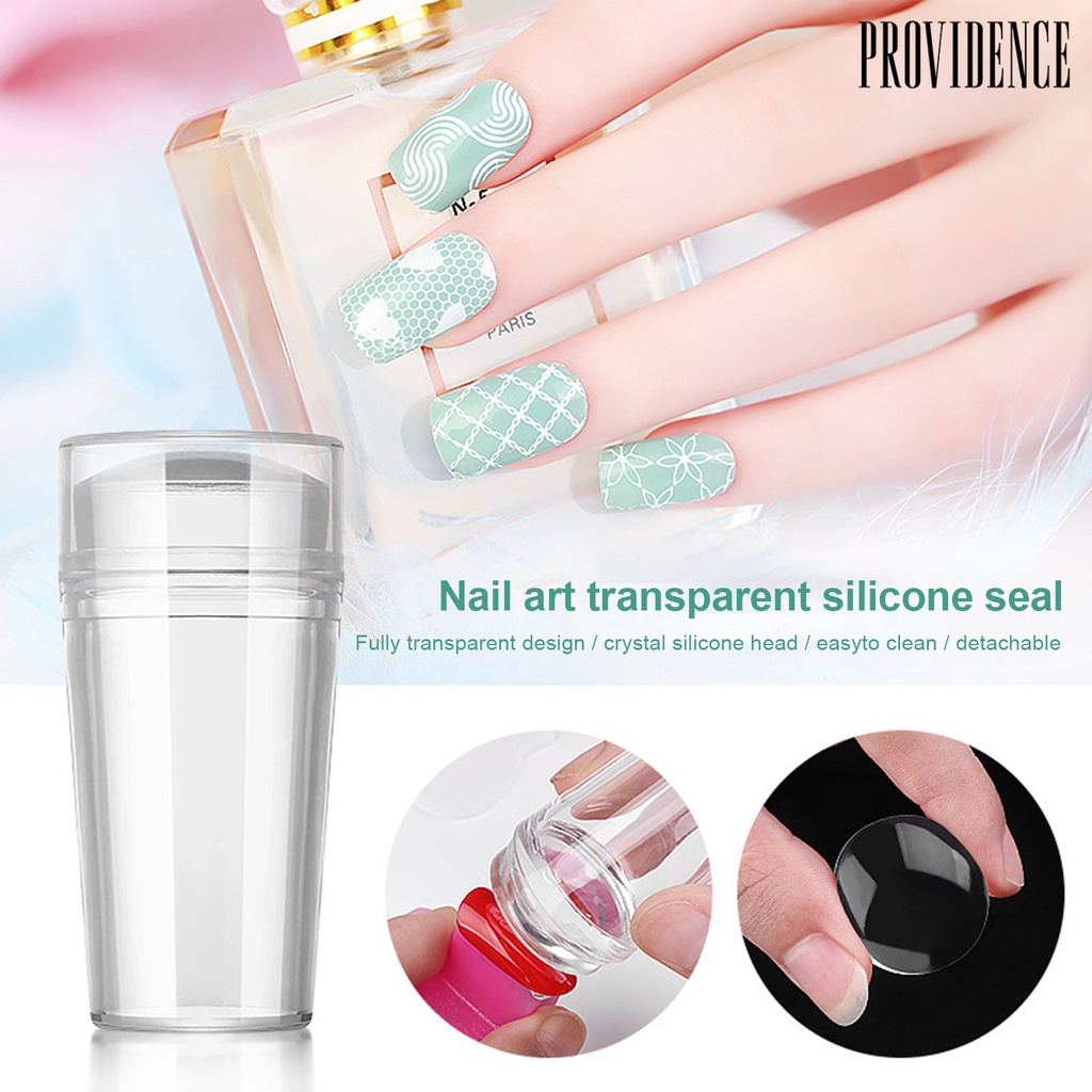 Providence 1 Set Nail Art Stamper with Nail Scraper Removable Design Transparent Silicone Nail Stamper Manicure Tools for Professional