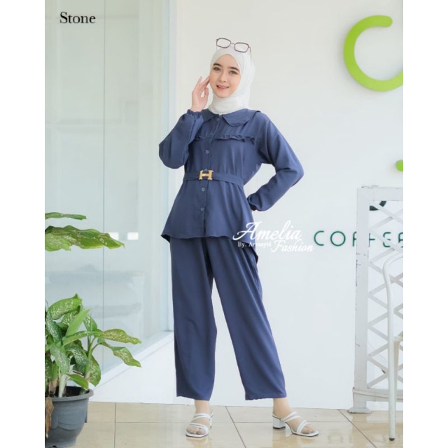 ONE SET ITYCREPE ORI AMELIA FASHION SETELAN MUSLIMAH MODERN KEKINIAN