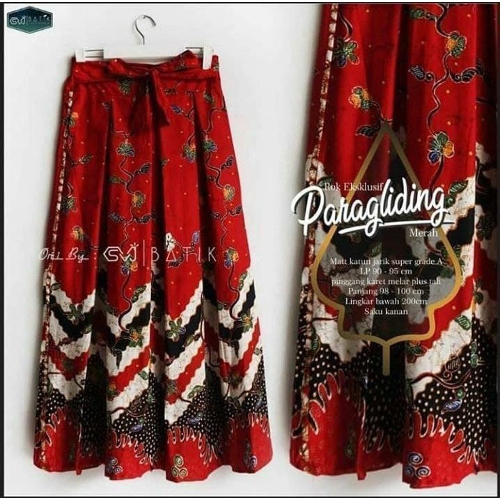 ROK BATIK ORI EXLUSIVE / ROK PAYUNG BATIK / ROK BATIK UNGGUL JAYA / BAWAHAN BATIK WANITA MODERN-Paragliding