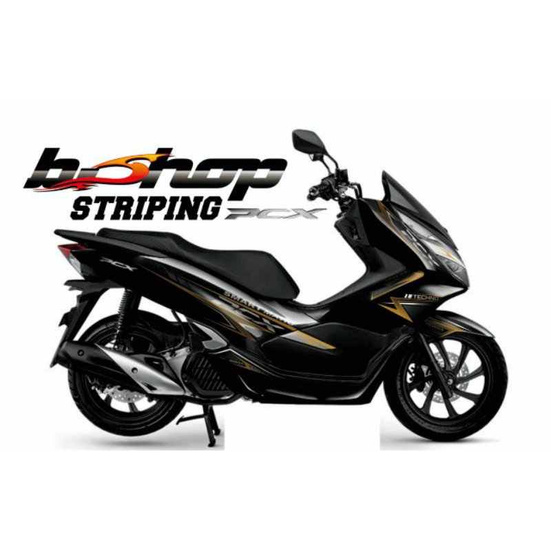 Striping PCX Sticker Hitam lis gold variasi kode 975