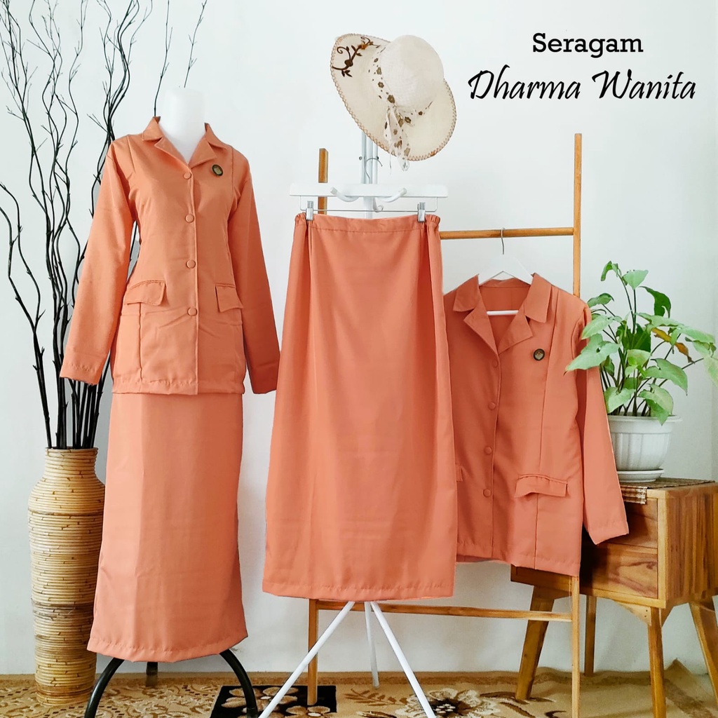Azzafran - Setelan Seragam Dharma Wanita Resmi | Blazer + Rok Panjang