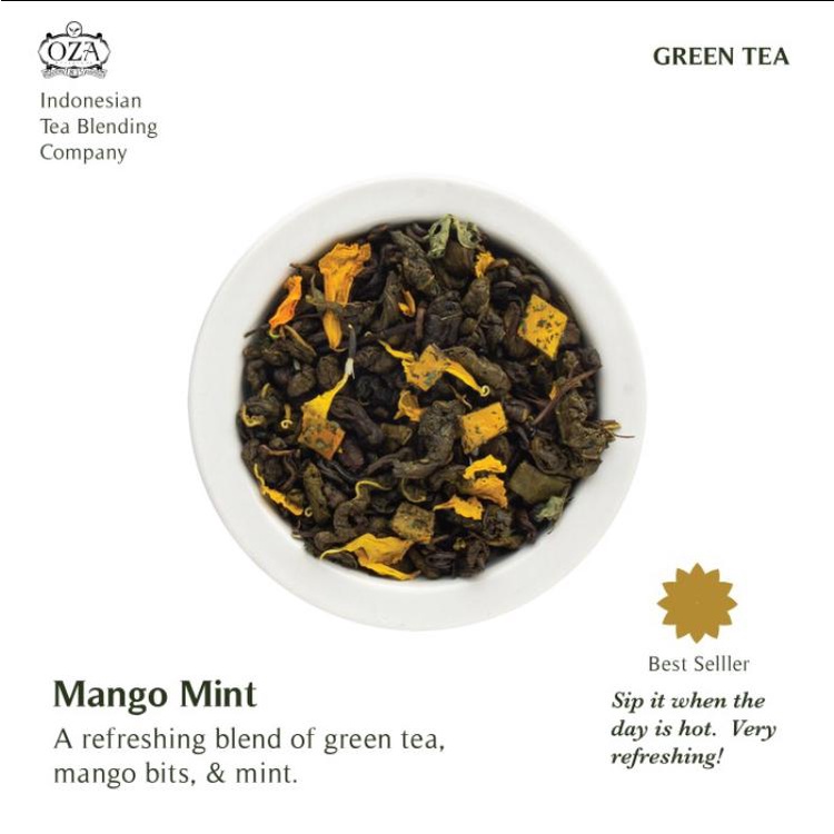 

OZA Tea - Mango Mint | Artisan Tea - Green Tea | Specialty Grade | Teh Hijau Premium | 40 gram (20 cups)