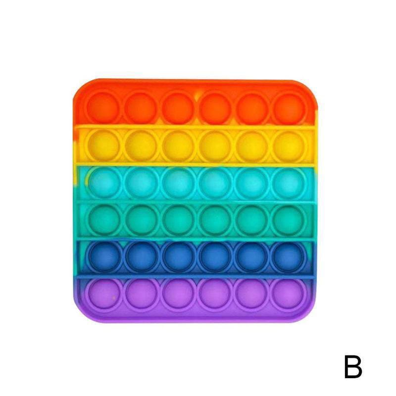 ~ PIYOSHI08 ~ Pop It Mainan Penghilang Stress Fidget Push Toys Murah MA12-PERSEGI RAINBOW
