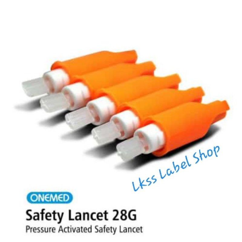 Safety Blood Lancet 28G/Safety Lancet Onemed 28G isi 100pcs
