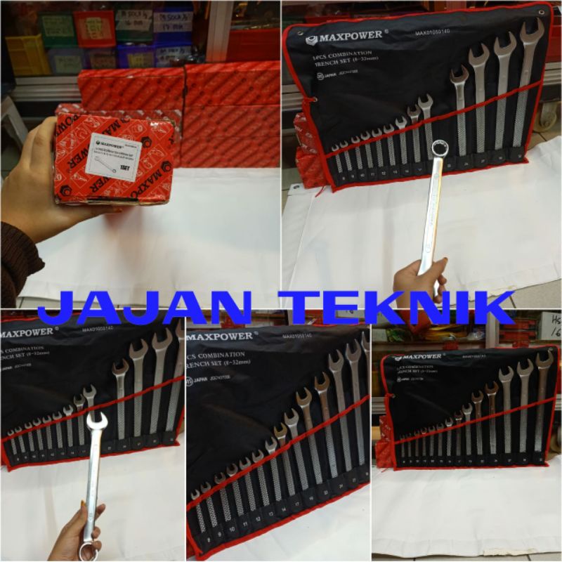 Kunci Ring Pas set 14pcs maxpower 8-32mm