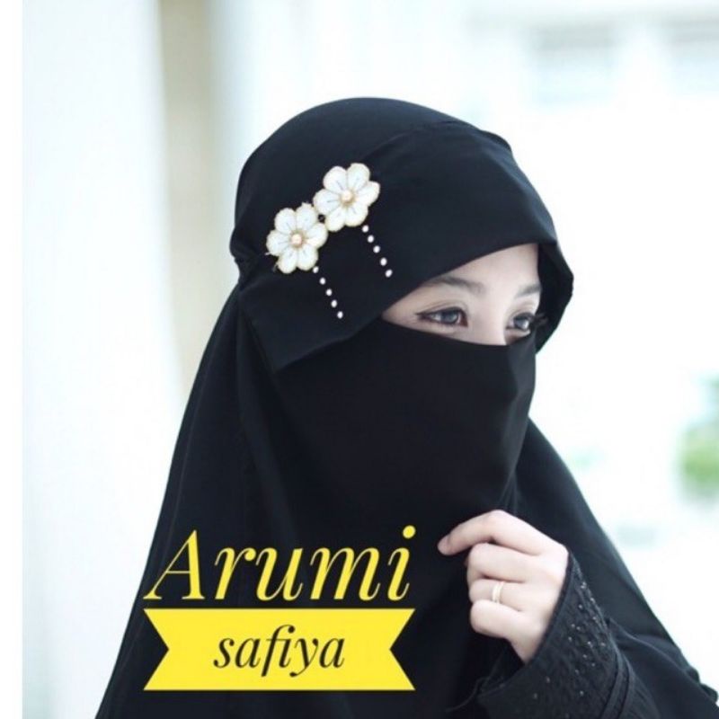 Niqab Arumi Safiya/Bandana Cadar Niqab Bunga/Original Cadar Poni Milaya