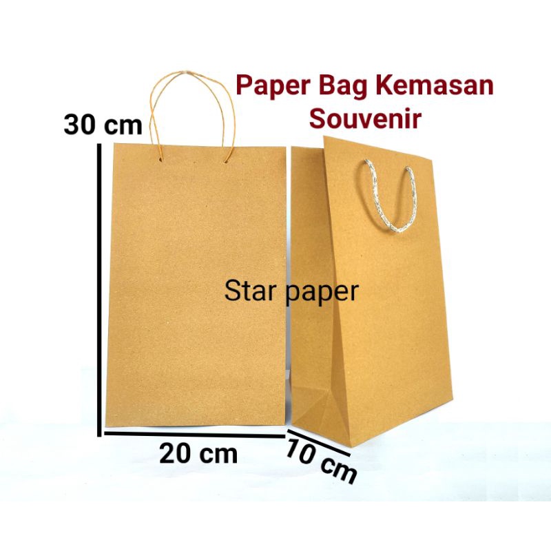 

Minim order 12 pcs # Paper bag kemasan Souvenir Ukuran 20x30x10 Coklat polos Tas kertas bungkus kado # sarung
