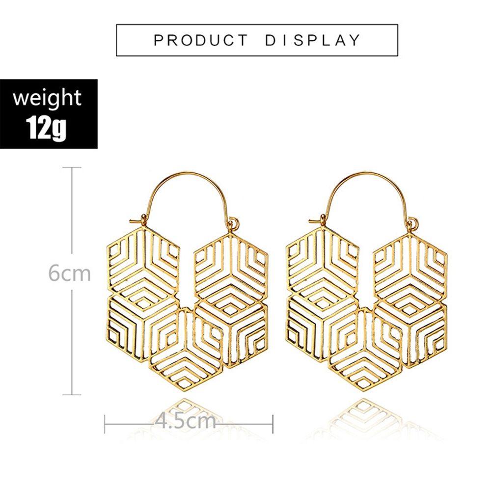 Lily Hoop Earring Wanita Liontin Geometris Antik Menjuntai Drop